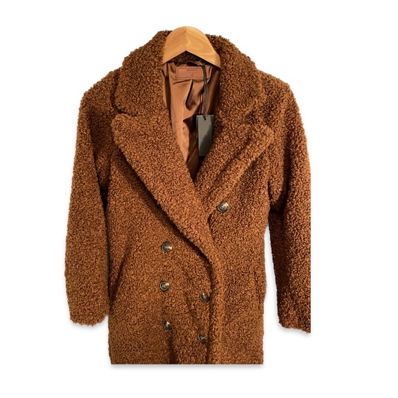 NWT Blank NYC oversized teddy pea coat in brown Size XS - Picture 3 of 6